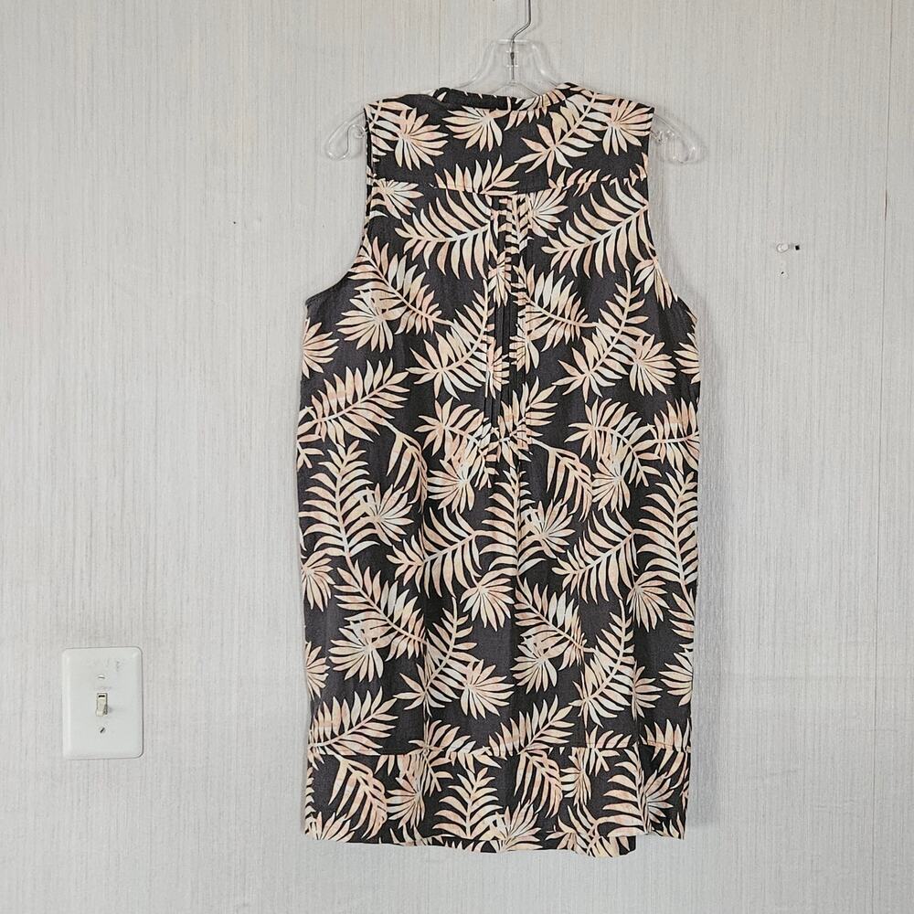 Faherty Isha Linen Blend Mini Dress in Tropical Palm Pintuck Bodice Size L EUC - Picture 3 of 9